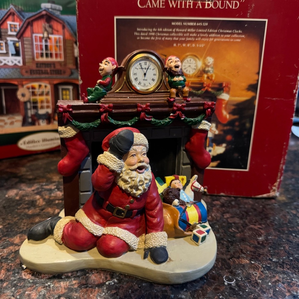 1998 Howard Miller Limited Edition‎ Christmas Clock Down the Chimney He Came